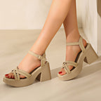 💥Schneller Verkauf✨Damen-Sandalen mit offener Spitze und hohem Blockabsatz