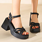 💥Schneller Verkauf✨Damen-Sandalen mit offener Spitze und hohem Blockabsatz