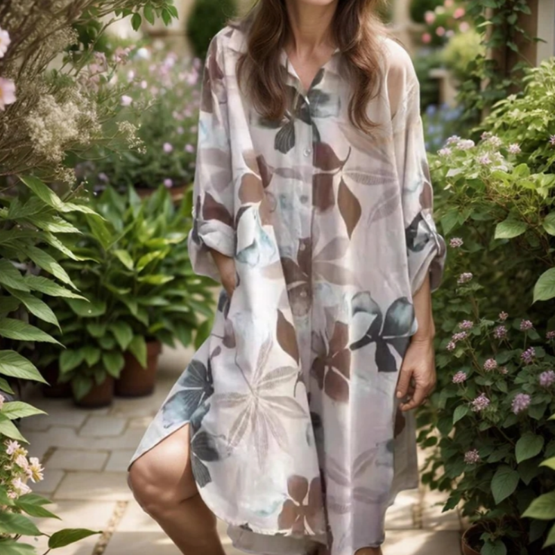 🥰Limited Sale 50% OFF💖Women's Comfortable Loose-Fit Printed Shirt Dress