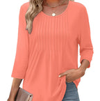 🌸Sommer Special💐Dünne Bluse mit Rundhalsausschnitt und lockerer Passform