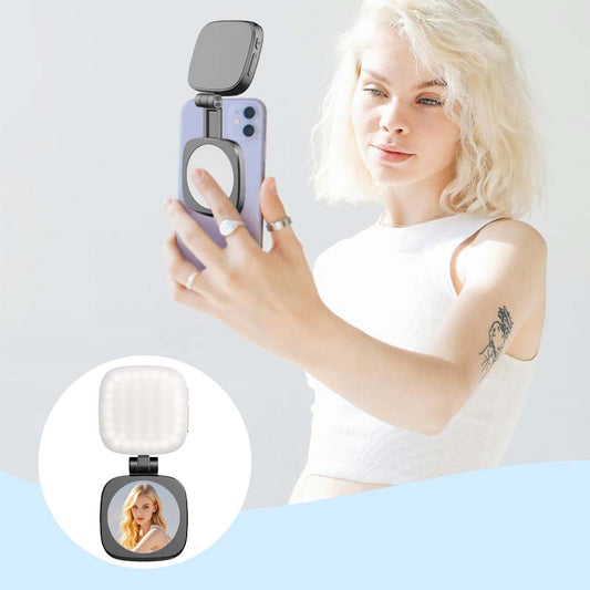 ✨✨3-in-1-Telefonständer, Spiegel und magnetisches Selfie-Fülllicht