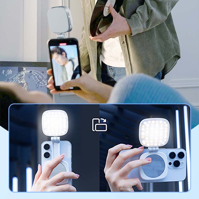 ✨✨3-in-1-Telefonständer, Spiegel und magnetisches Selfie-Fülllicht