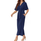 Women's Elegant V-Neck Wide Leg Waist Tie Jumpsuit-3