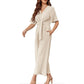Women's Elegant V-Neck Wide Leg Waist Tie Jumpsuit-8