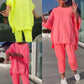 ⏳Begrenzte Zeit 50% Rabatt💥🥰Rundhalsausschnitt mit Schlitz. Fluoreszierender Freizeitanzug für Damen