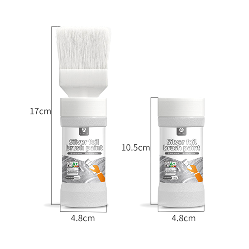 Water-Based Metallic Silver Paint with Built-in Brush