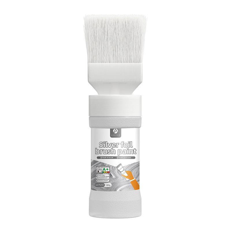 Water-Based Metallic Silver Paint with Built-in Brush