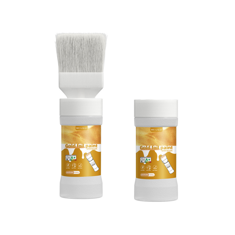 Water-Based Metallic Silver Paint with Built-in Brush