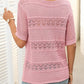 🌸Damen Rundhalsausschnitt hohl gestrickt häkeln Kurzarm Pullover
