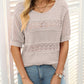 🌸Damen Rundhalsausschnitt hohl gestrickt häkeln Kurzarm Pullover