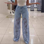 💃Sommer-Hot-Sale - 50% Rabatt🌸Gespleißte Jeans mit Spitze👖