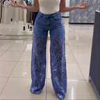 💃Sommer-Hot-Sale - 50% Rabatt🌸Gespleißte Jeans mit Spitze👖