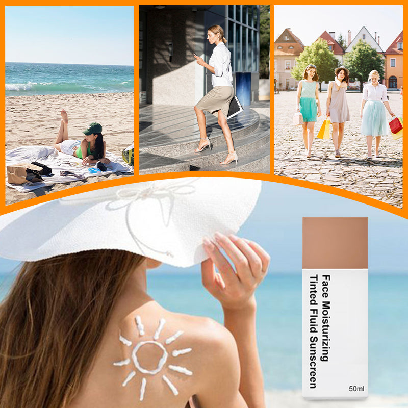 🎉Sommer-Schnäppchen🎉Gesichts-Feuchtigkeits-Tönendes Fluid-Sonnenmittel