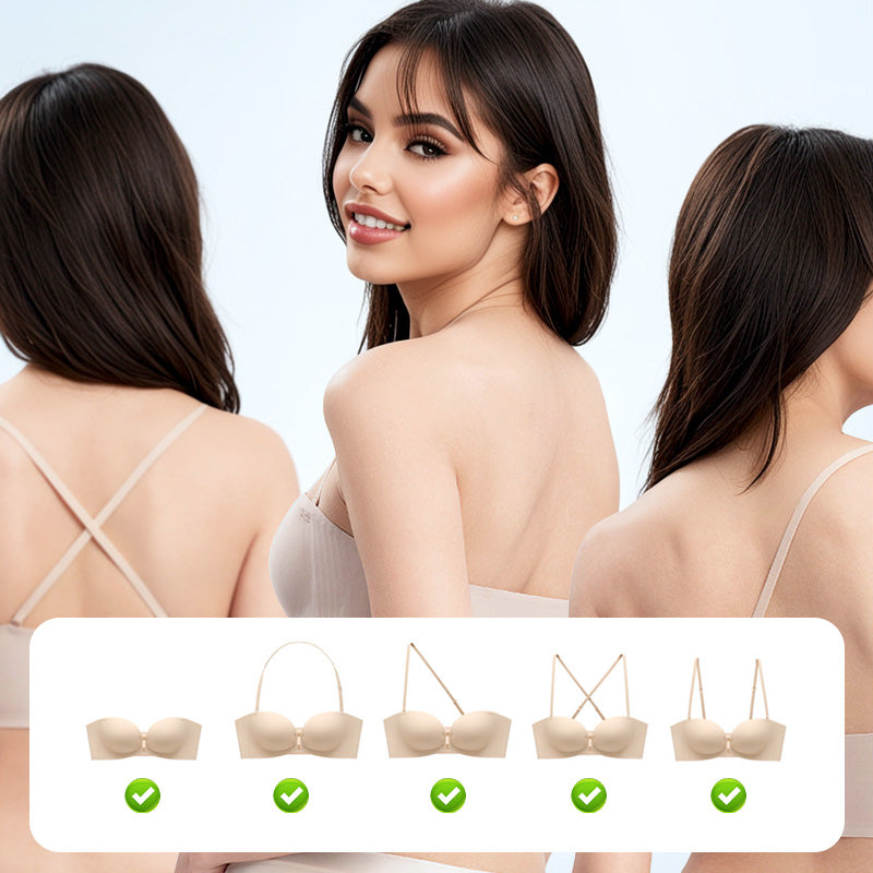 Removable Straps Wire-Free Gathering Bra-5