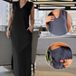 ✨Super Slim Fit ✨Damen ärmelloses Maxikleid mit V-Ausschnitt und Schlitz