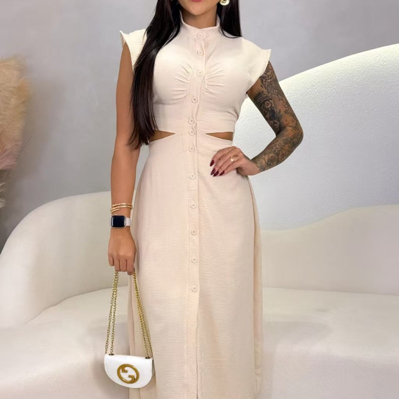Elegantes Kleid mit Kappenärmeln und Schlitz für Damen