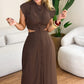Elegantes Kleid mit Kappenärmeln und Schlitz für Damen