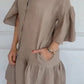 🌹Lässiges Damen-Blusenkleid mit V-Ausschnitt und Volant