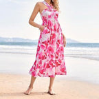 🌺Ärmelloses Kleid mit gekreuztem Neckholder und Blumenmuster💃