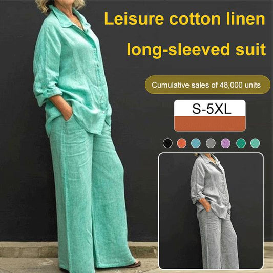 ✨Heißer Verkauf 50 % Rabatt auf zweiteiligen Anzug aus Baumwolle und Leinen 👚Mode Damen Anzug Neu eingetroffen