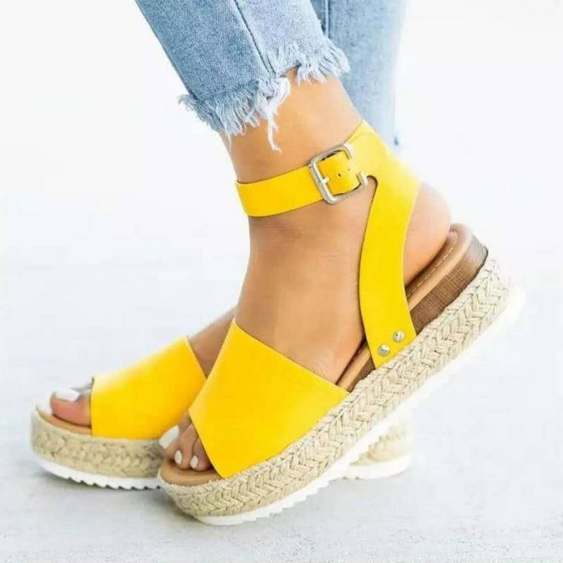 👡Damen Keilsandaletten mit Leopardenmuster und offenem Zehenbereich