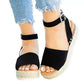 👡Damen Keilsandaletten mit Leopardenmuster und offenem Zehenbereich
