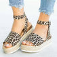 👡Damen Keilsandaletten mit Leopardenmuster und offenem Zehenbereich