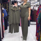 Lässiges Set mit Kurzarmoberteil und Hose für Damen