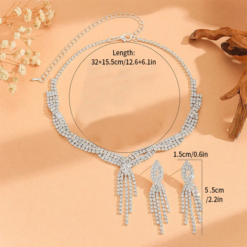 💐Elegantes Kaskaden-Schmuckset für Damen (Halskette & Ohrringe)