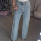 🔥Jeans mit Strassbesatz und geradem Bein