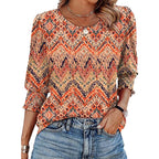 ⏳Begrenzte Zeit 50% Rabatt💥Lässiges bedrucktes Damen-Rundhals-Top