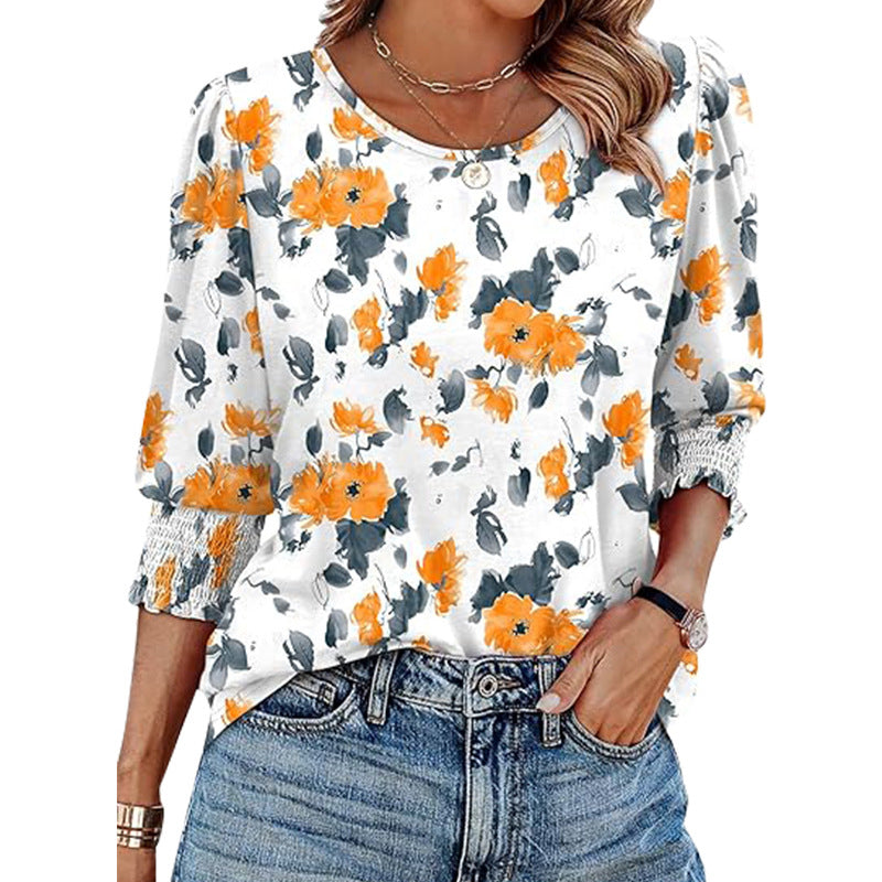 ⏳Begrenzte Zeit 50% Rabatt💥Lässiges bedrucktes Damen-Rundhals-Top