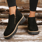 🥾 Damenschuhe trendig und komfortabel, runde Spitze mit Zip 🌟👢