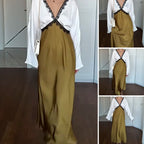 🎅🎁Weihnachtsangebot – 50 % Rabatt⏳Elegantes Damen-Langarmkleid mit Spitze und Patchwork