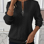 🎅🎁Weihnachtsangebot – 50 % Rabatt⏳Damen lässiges Sweatshirt mit halbem Reißverschluss und Jacquard-Design