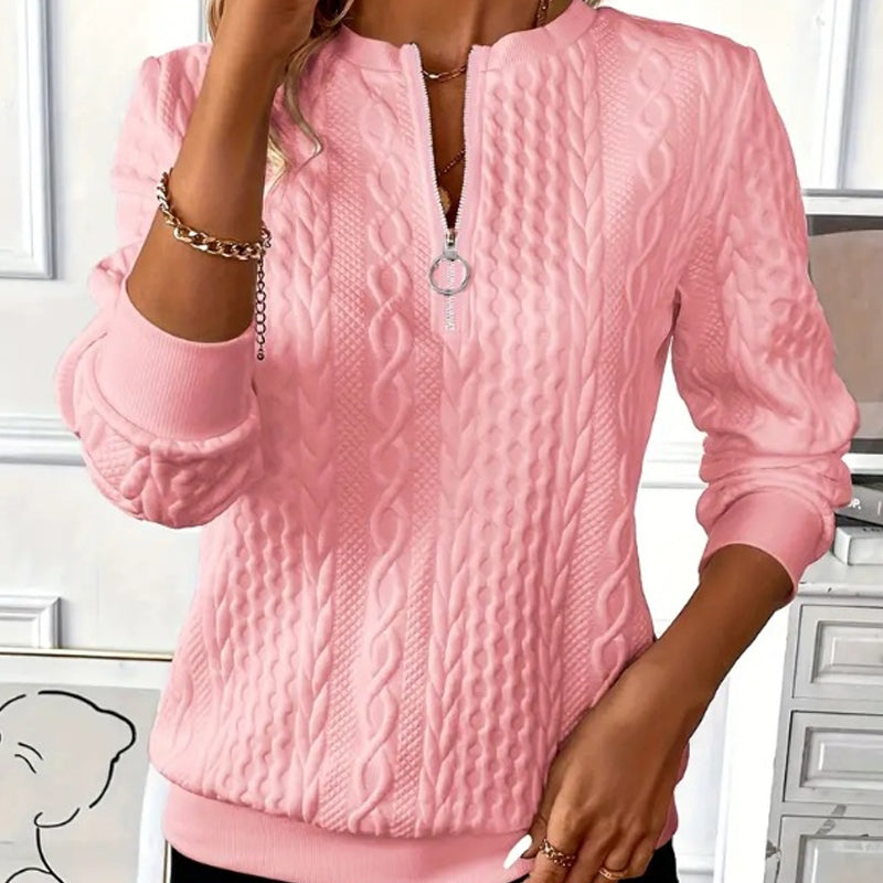 🎅🎁Weihnachtsangebot – 50 % Rabatt⏳Damen lässiges Sweatshirt mit halbem Reißverschluss und Jacquard-Design