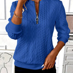 🎅🎁Weihnachtsangebot – 50 % Rabatt⏳Damen lässiges Sweatshirt mit halbem Reißverschluss und Jacquard-Design