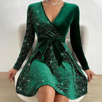 🎅Weihnachten 50% Ausverkauf💥Damen Pailletten A-Linie Minikleid