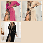 🎅Weihnachtsangebote 50_ RABATT🎁🎄Gemütliches Damenbadekleid mit Kapuze und Leopardenmuster