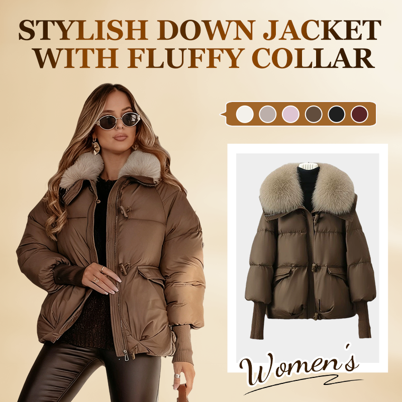 💖 💖Zeitlich begrenztes Angebot – 50 % Rabatt💥💥Damenmodischer Kurzer Daunenjacke Mit Flauschigem Kragen