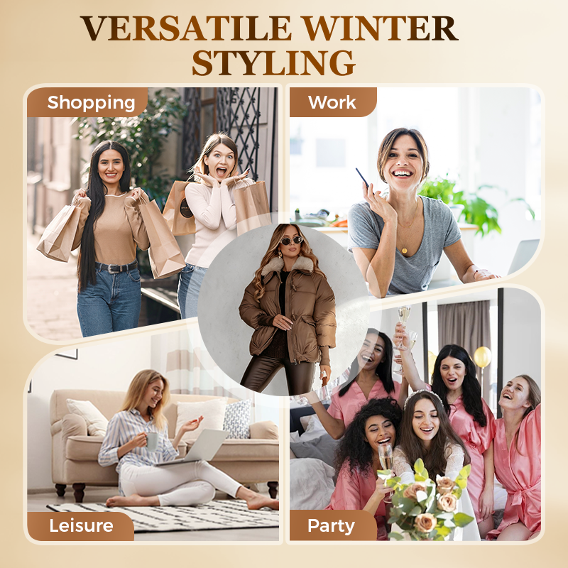 💖 💖Zeitlich begrenztes Angebot – 50 % Rabatt💥💥Damenmodischer Kurzer Daunenjacke Mit Flauschigem Kragen