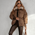 💖 💖Zeitlich begrenztes Angebot – 50 % Rabatt💥💥Damenmodischer Kurzer Daunenjacke Mit Flauschigem Kragen