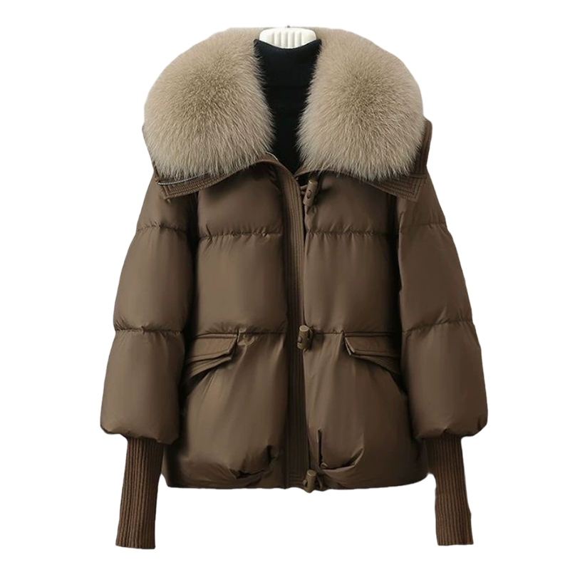 💖 💖Zeitlich begrenztes Angebot – 50 % Rabatt💥💥Damenmodischer Kurzer Daunenjacke Mit Flauschigem Kragen