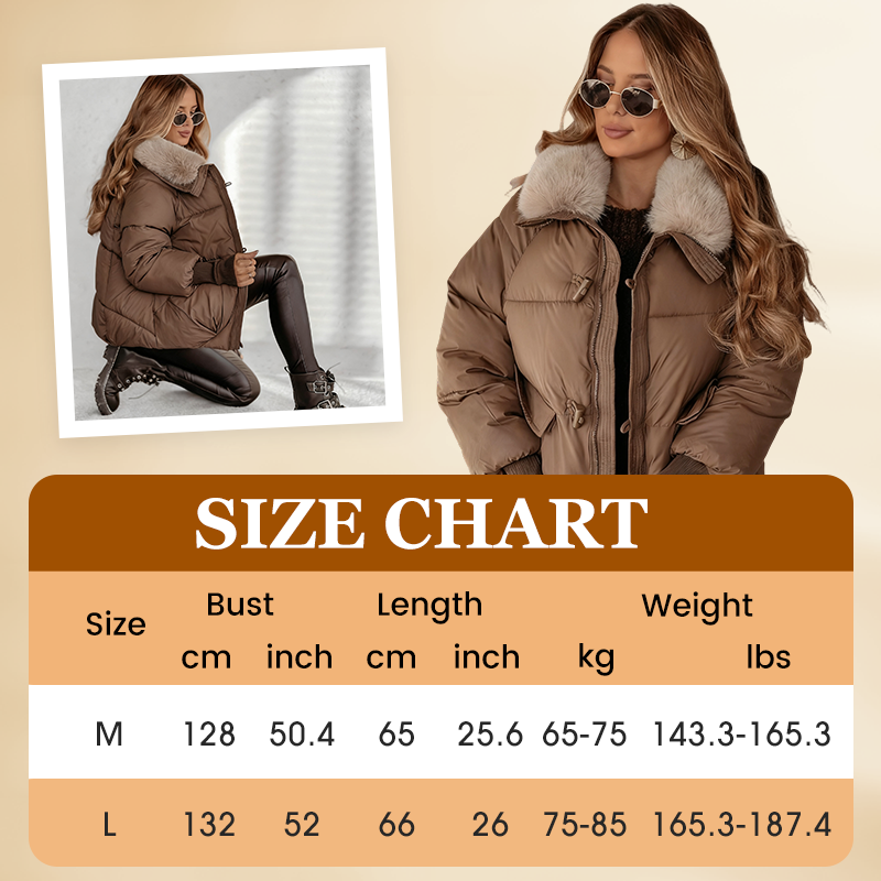 💖 💖Zeitlich begrenztes Angebot – 50 % Rabatt💥💥Damenmodischer Kurzer Daunenjacke Mit Flauschigem Kragen