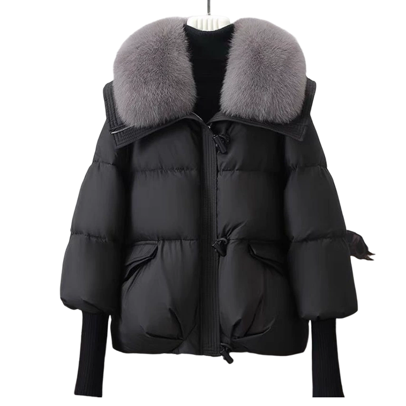 💖 💖Zeitlich begrenztes Angebot – 50 % Rabatt💥💥Damenmodischer Kurzer Daunenjacke Mit Flauschigem Kragen