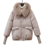 💖 💖Zeitlich begrenztes Angebot – 50 % Rabatt💥💥Damenmodischer Kurzer Daunenjacke Mit Flauschigem Kragen