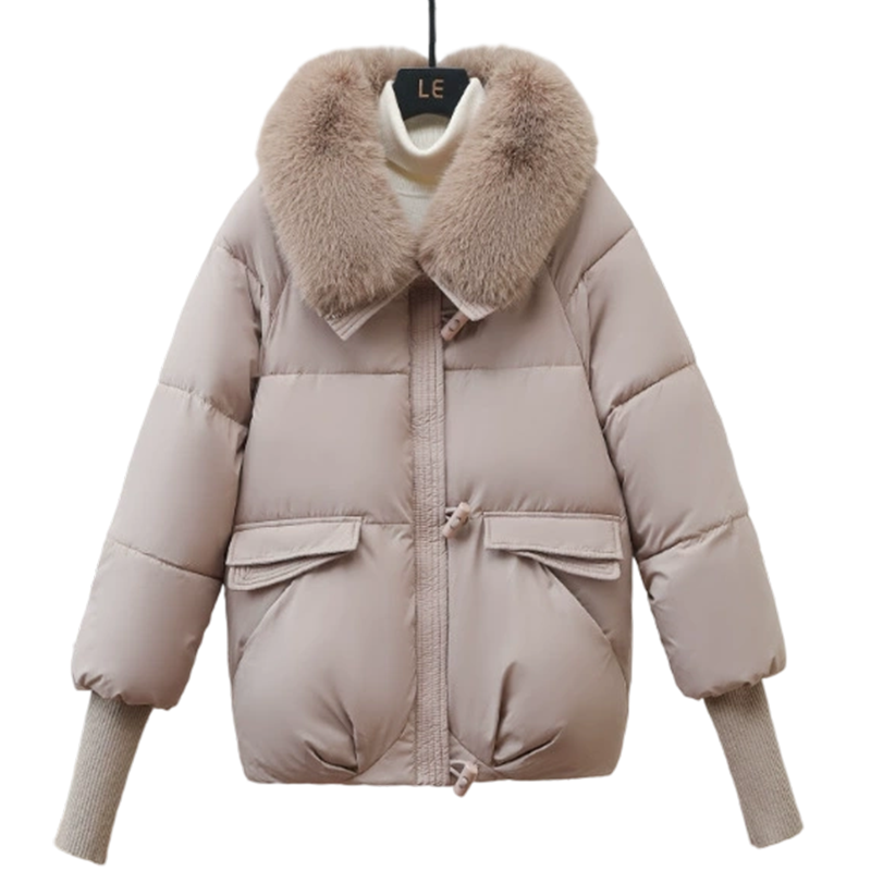 💖 💖Zeitlich begrenztes Angebot – 50 % Rabatt💥💥Damenmodischer Kurzer Daunenjacke Mit Flauschigem Kragen