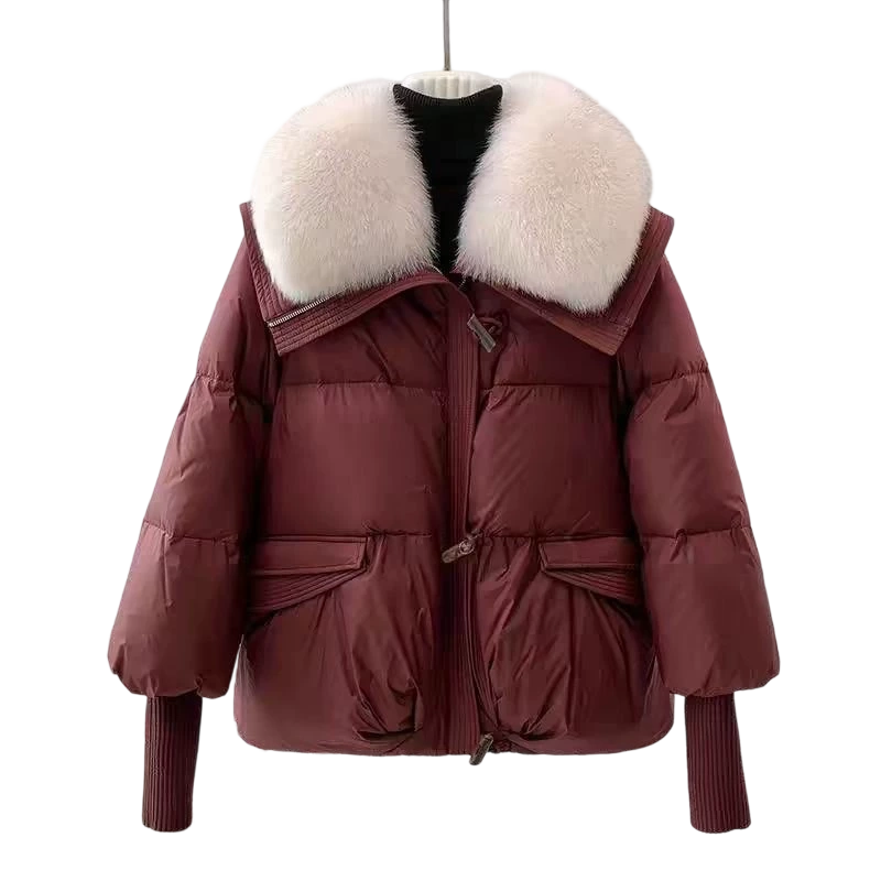 💖 💖Zeitlich begrenztes Angebot – 50 % Rabatt💥💥Damenmodischer Kurzer Daunenjacke Mit Flauschigem Kragen