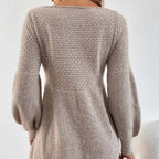 💕Was trägt man im neuen Jahr? - Lässiges Langarm-Strickpulloverkleid in A-Linie👗