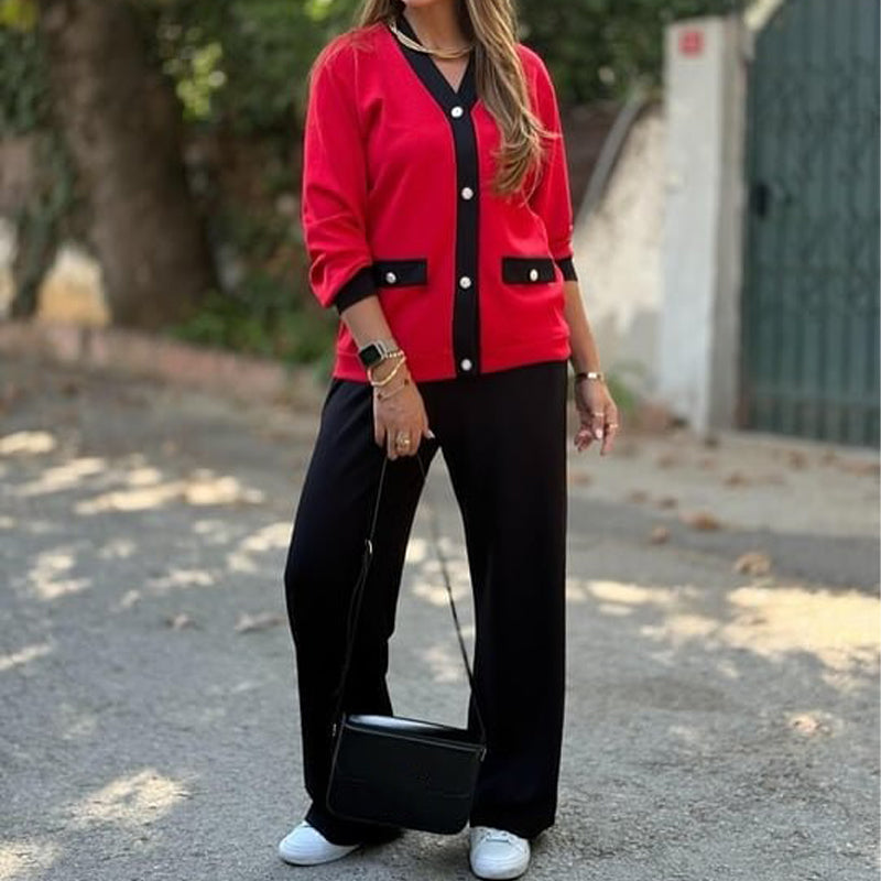 💖 💖Zeitlich begrenztes Angebot – 50 % Rabatt💥💥Zweiteiliges Freizeit-Set für Damen in Blockfarben